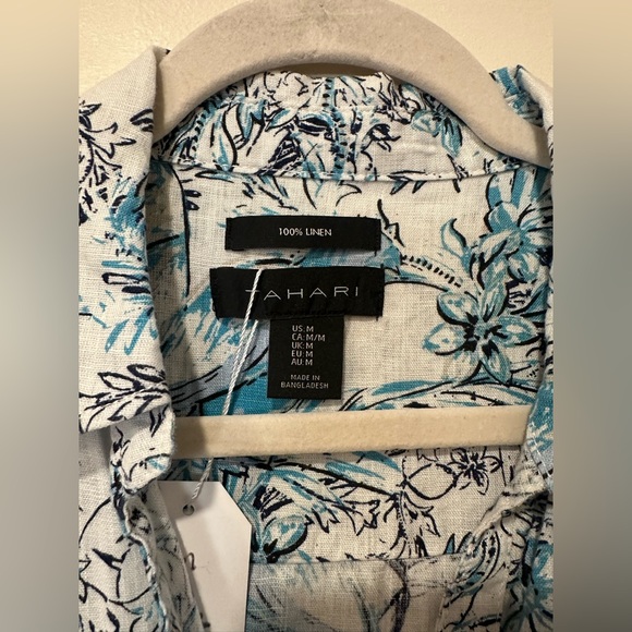 Tahari linen medium long sleeve blouse button down top - Picture 5 of 9